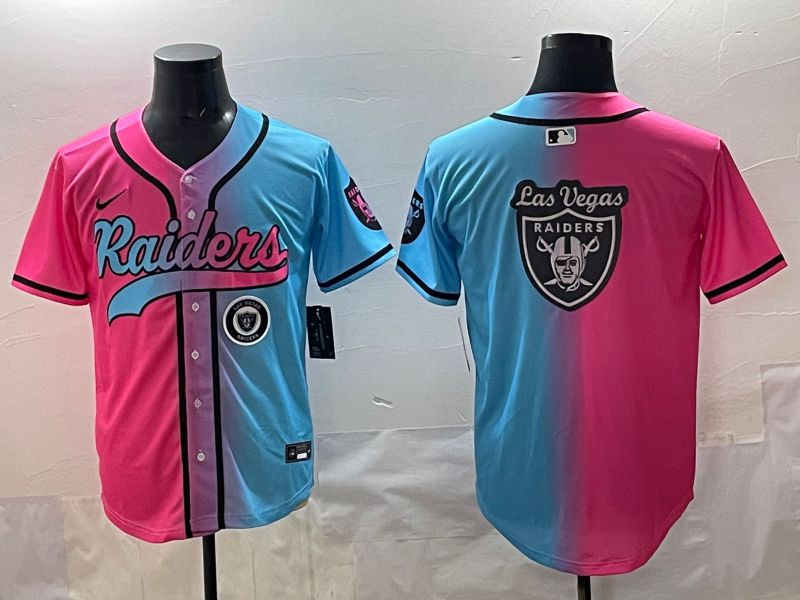 Men 2025 Oakland Raiders Blank Blue pink Nike Limited NFL Jersey style 0020->oakland raiders->NFL Jersey